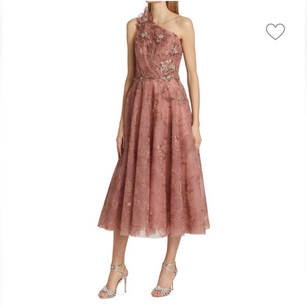 MARCHESA
One Shoulder Embroidered Tulle Cocktail Dress size 12 NWT